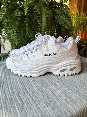 Skechers White SKX Chunky Lace-Up Sneakers